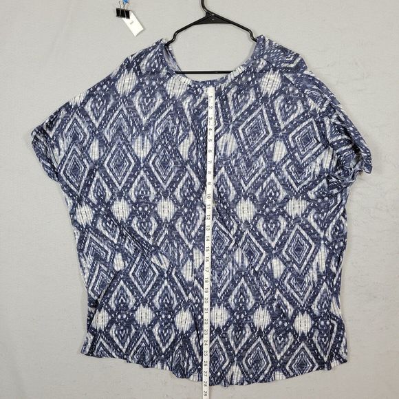 CJ Banks Womens Pullover Blouse Sheer Short Sleeve Blue Plus Size 3X - Picture 8 of 10